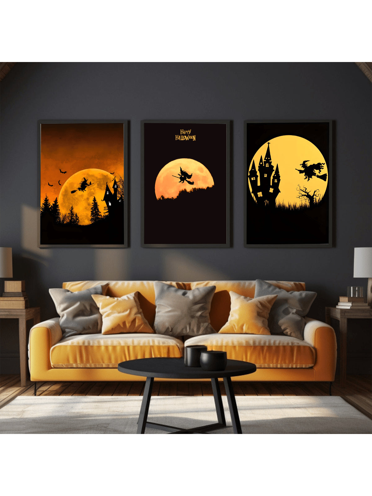 Elevate your Halloween ambiance with this expertly crafted 3-piece canvas wall art set featuring a captivating witch theme. Each piece showcases intricate details and rich colors that bring a spooky yet stylish touch to your home decor. Perfect for creating a festive atmosphere, this set is designed to seamlessly complement your seasonal decorations while adding a unique artistic flair. Durable and easy to hang, it offers a sophisticated way to celebrate the spirit of Halloween year after year.