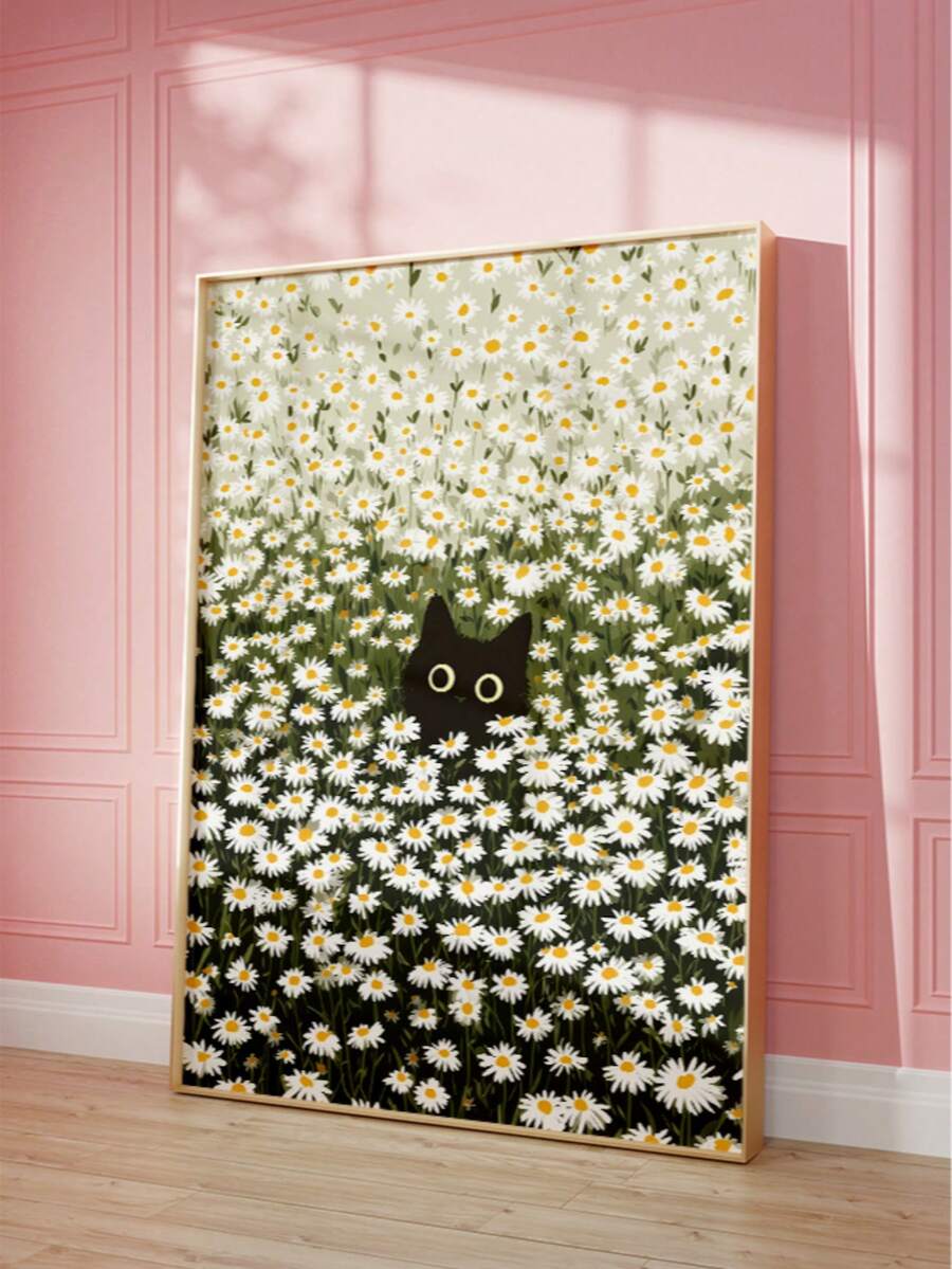 Bring timeless charm to your space with this enchanting black cat art print, nestled among delicate white daisies. Perfect for cat lovers and nature enthusiasts alike, this vintage-inspired piece combines whimsical storytelling with modern aesthetics.