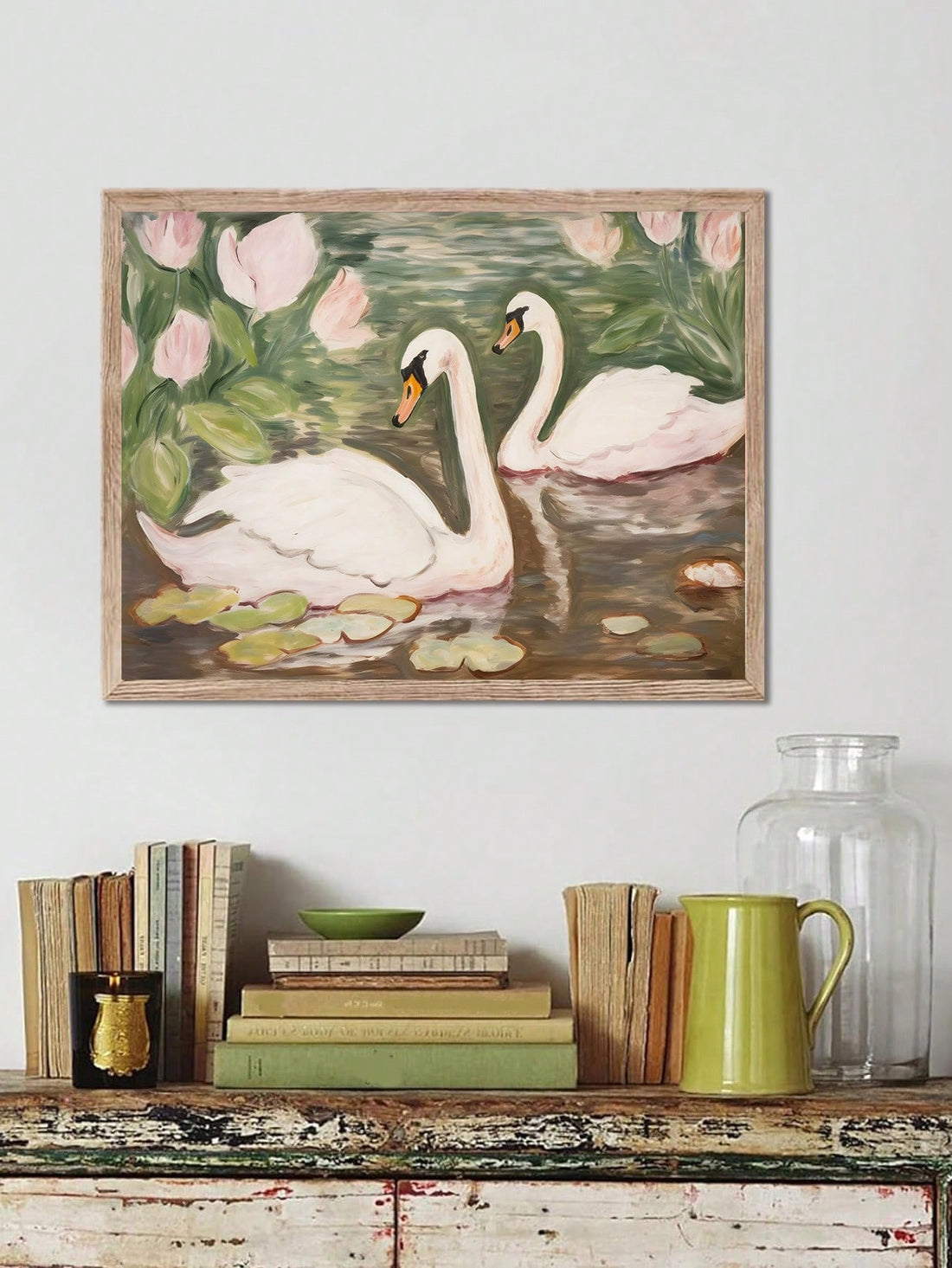 Enhance your home decor with our Enchanting Blue Floral Canvas Art, featuring a retro swan and wild grass design. This elegant poster adds a touch of charm to any room. Made with high-quality canvas, it's a durable and stylish addition to your living space.