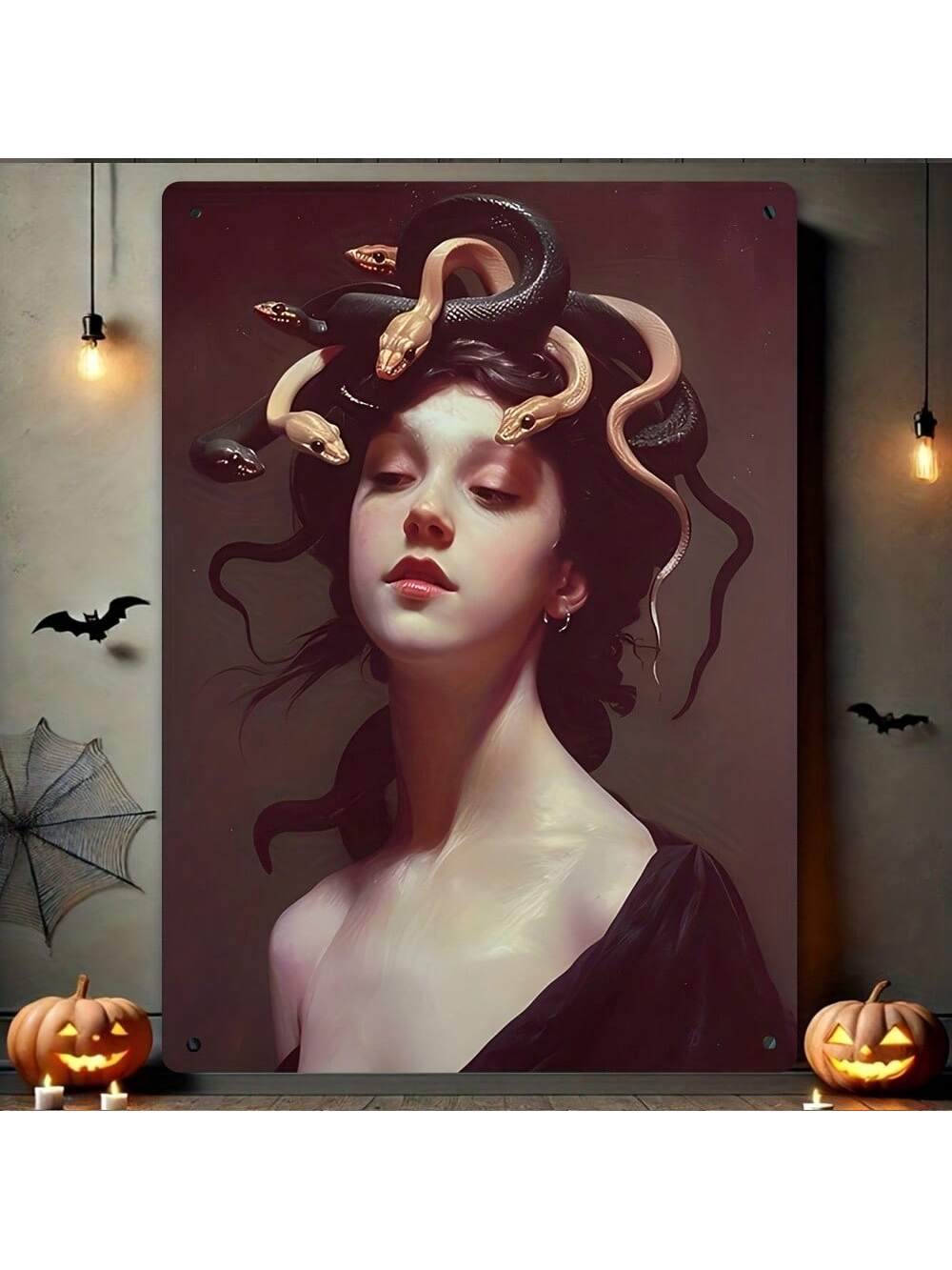 Elevate your living room or study with this Enchanting Medusa Canvas Art Print, blending boho charm with dark academia aesthetics. Its vintage-inspired design adds a sophisticated, mysterious touch to your space, perfect for those who appreciate art that sparks conversation and complements intellectual environments. Crafted for durability and visual impact, this canvas print transforms any wall into a captivating focal point.