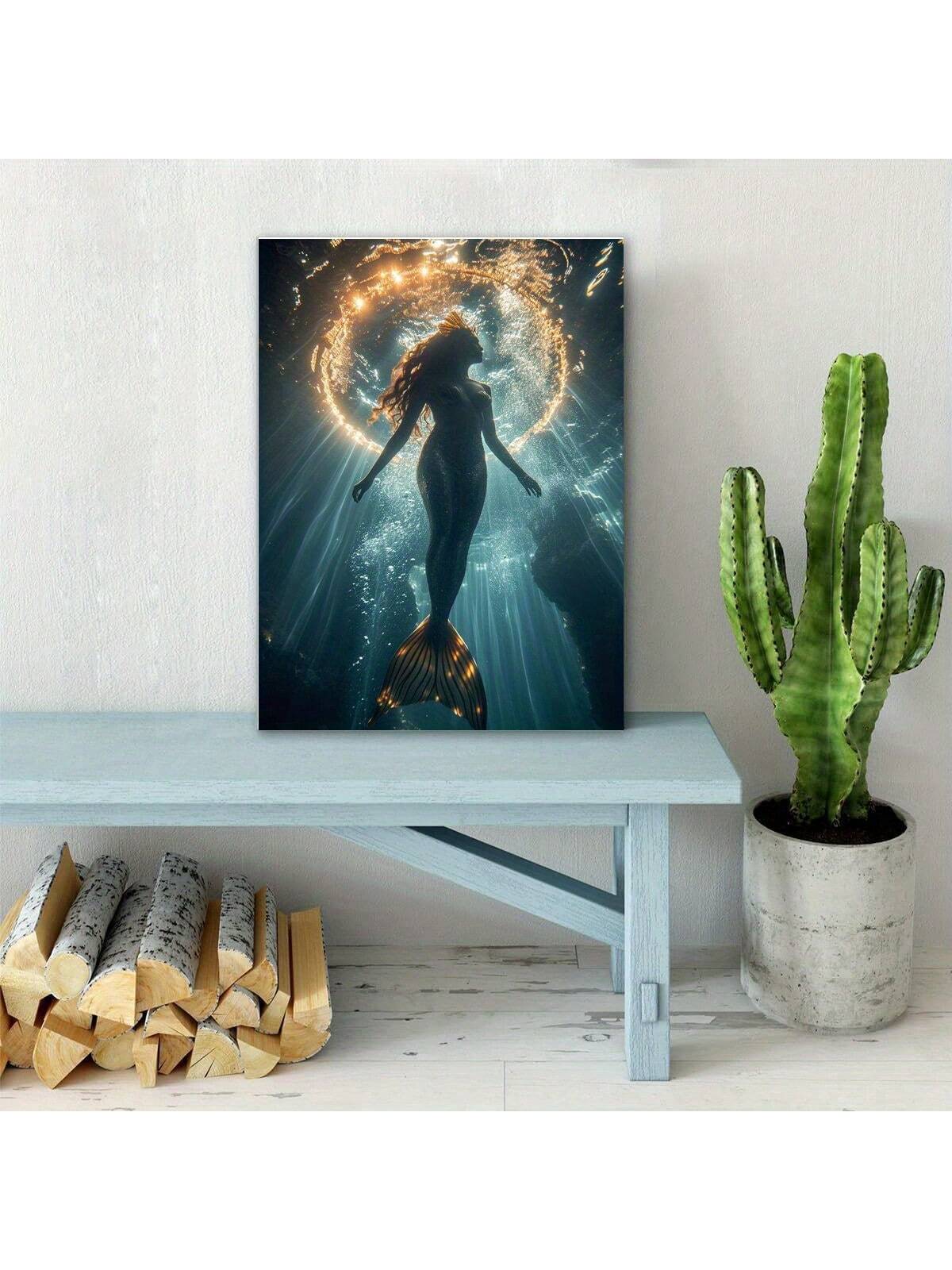 Transform your space into a serene underwater oasis with our Enchanting Mermaid Canvas Wall Art. This framed masterpiece features a stunning mermaid surrounded by a tranquil underwater setting. With its high-quality canvas and elegant frame, this piece will add a touch of enchantment to any room.