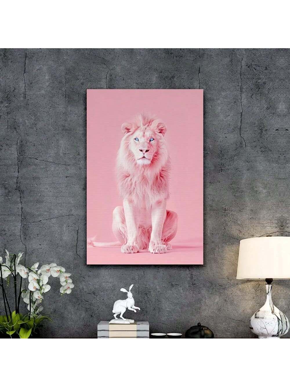 Add a pop of aesthetic to any room with our Enchanting Pink Lion Canvas Art. This modern wall decor features a stunning pink lion, bringing a touch of elegance and charm to your space. Perfect for every room, this canvas art will elevate your home's style.