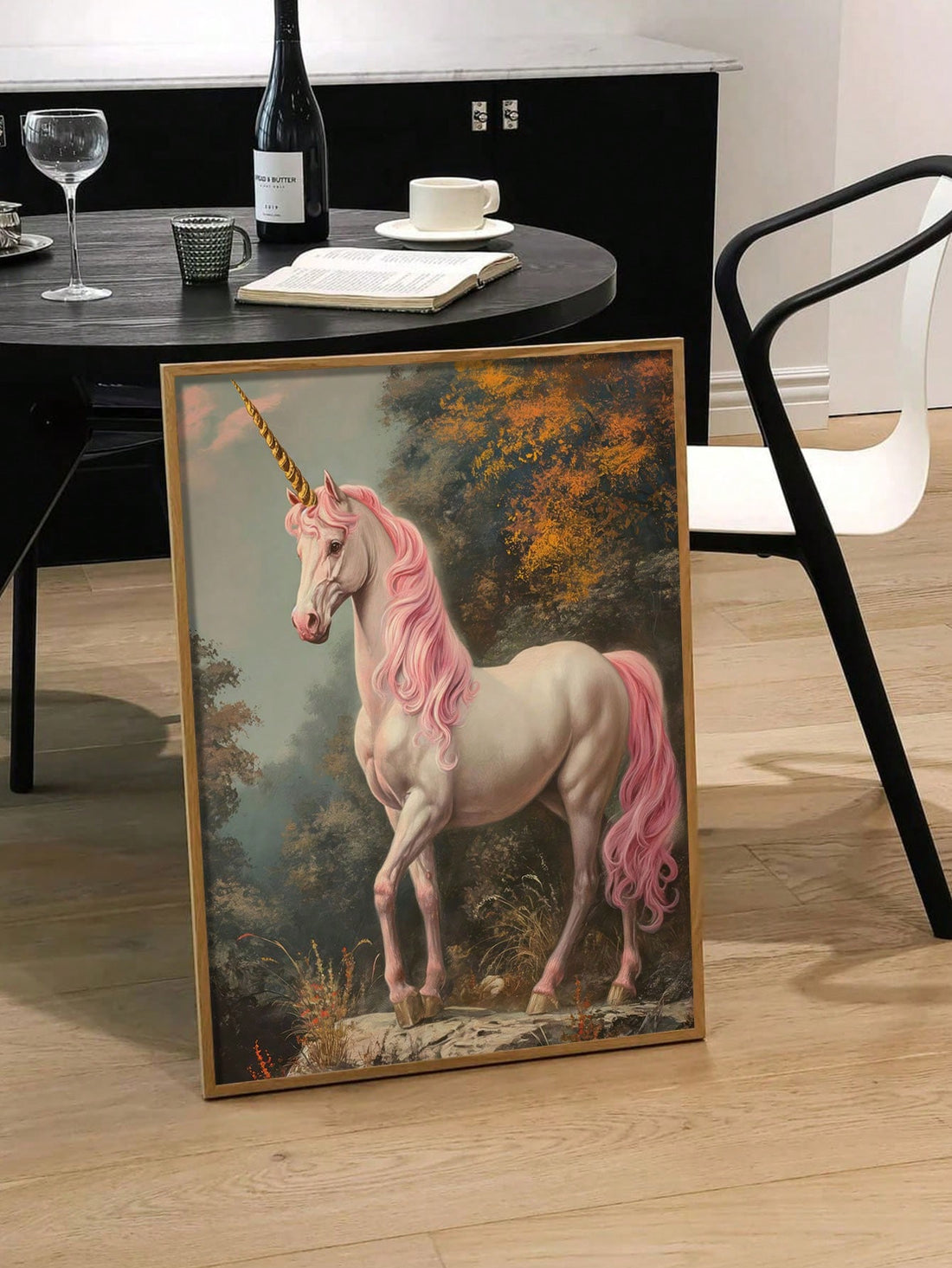 Elevate your living space with this Enchanting Unicorn Canvas Wall Art, blending dark academia and Victorian aesthetics. Perfect for rustic cottagecore decor, this poster adds a sophisticated, mystical touch to any room. Crafted to inspire, it complements vintage interiors with its timeless charm and intricate design.