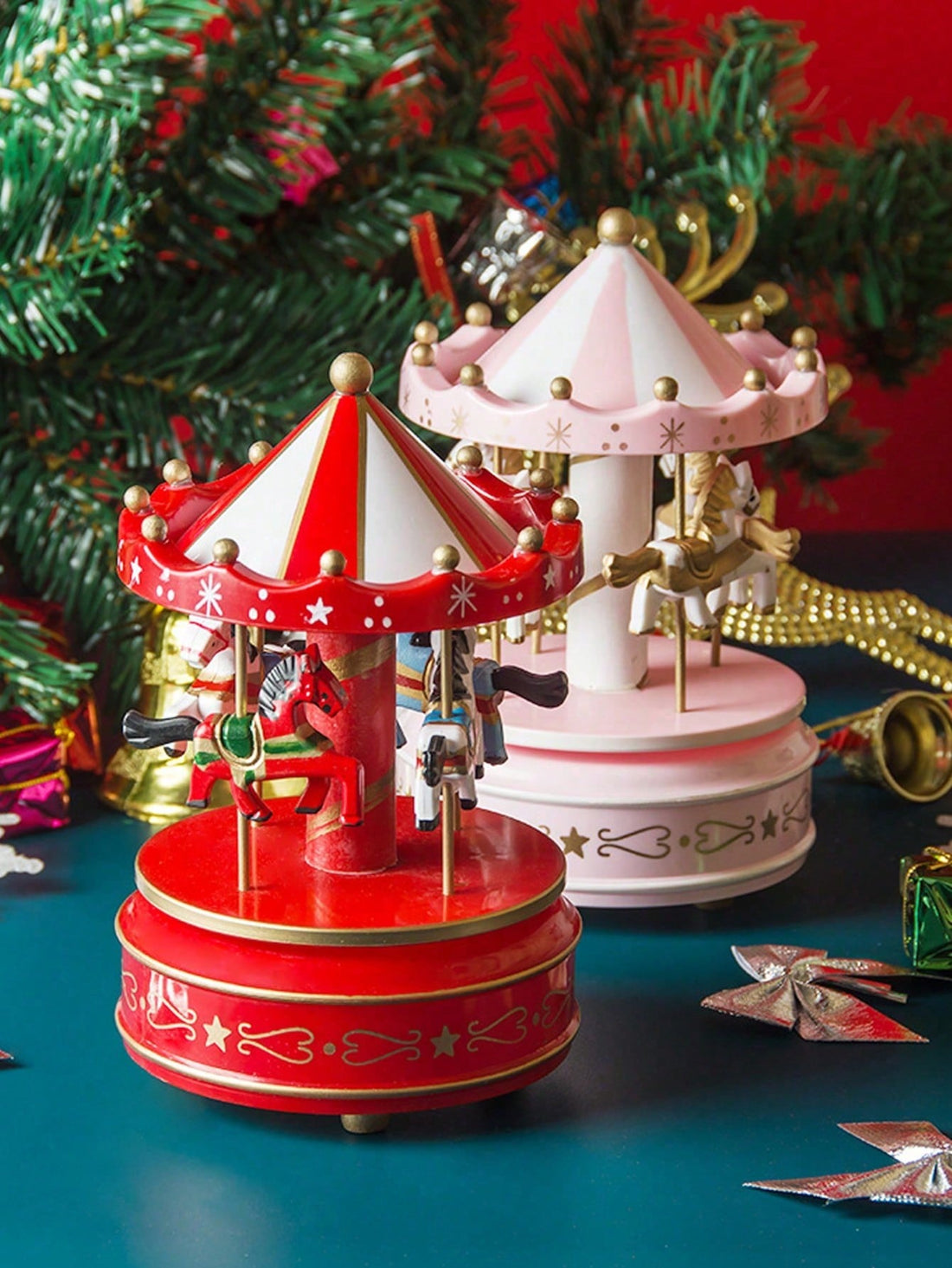 Experience the magic of the holidays with our Enchanting Wooden Mechanical Carousel Music Box. Crafted from high-quality wood, this stunning music box plays a delightful tune while the intricately designed carousel rotates. Give the gift of joy and nostalgia this holiday season with our enchanting music box.