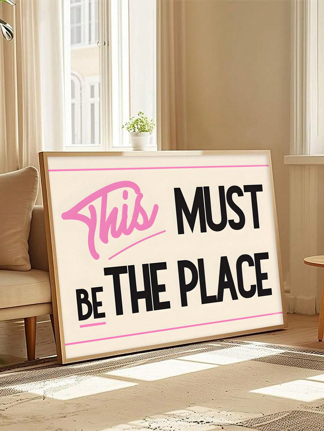 Transform your living space with this striking canvas art piece featuring the timeless quote "This Must Be The Place." Expertly crafted with a retro vintage aesthetic, this artwork blends nostalgic charm with contemporary design sensibilities. The carefully curated color palette and typography create a sophisticated focal point that complements modern interiors while evoking warmth and character. Perfect for bedrooms, living rooms, or creative spaces, this canvas serves as both a meaningful statement and an