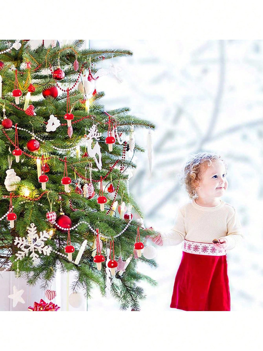 Add a charming touch to your festive decorations with our Felt Mushroom Hanging Decoration. Made from durable felt, this ornament is perfect for adding a whimsical touch to your Christmas tree or holiday party. With its vibrant colors and intricate design, it will surely be a standout addition this season.