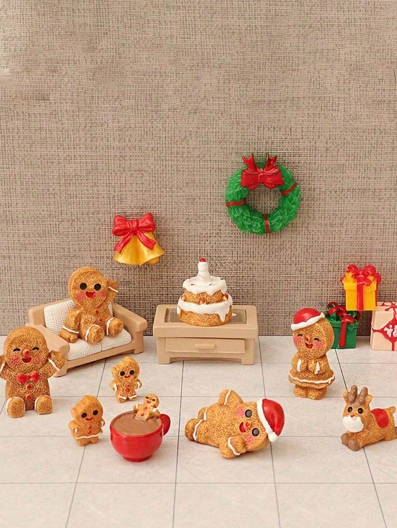 Transform your holiday spaces with this charming 5-piece gingerbread man decoration set. Each intricately designed piece captures the warmth and nostalgia of traditional Christmas craftsmanship, perfect for adorning your tree, mantelpiece, or creating festive displays throughout your home. The collection combines classic gingerbread aesthetics with durable construction, ensuring these decorations become cherished seasonal staples year after year. Ideal for those seeking to infuse their holiday décor with ti