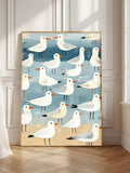 Coastal seagulls framed wall art