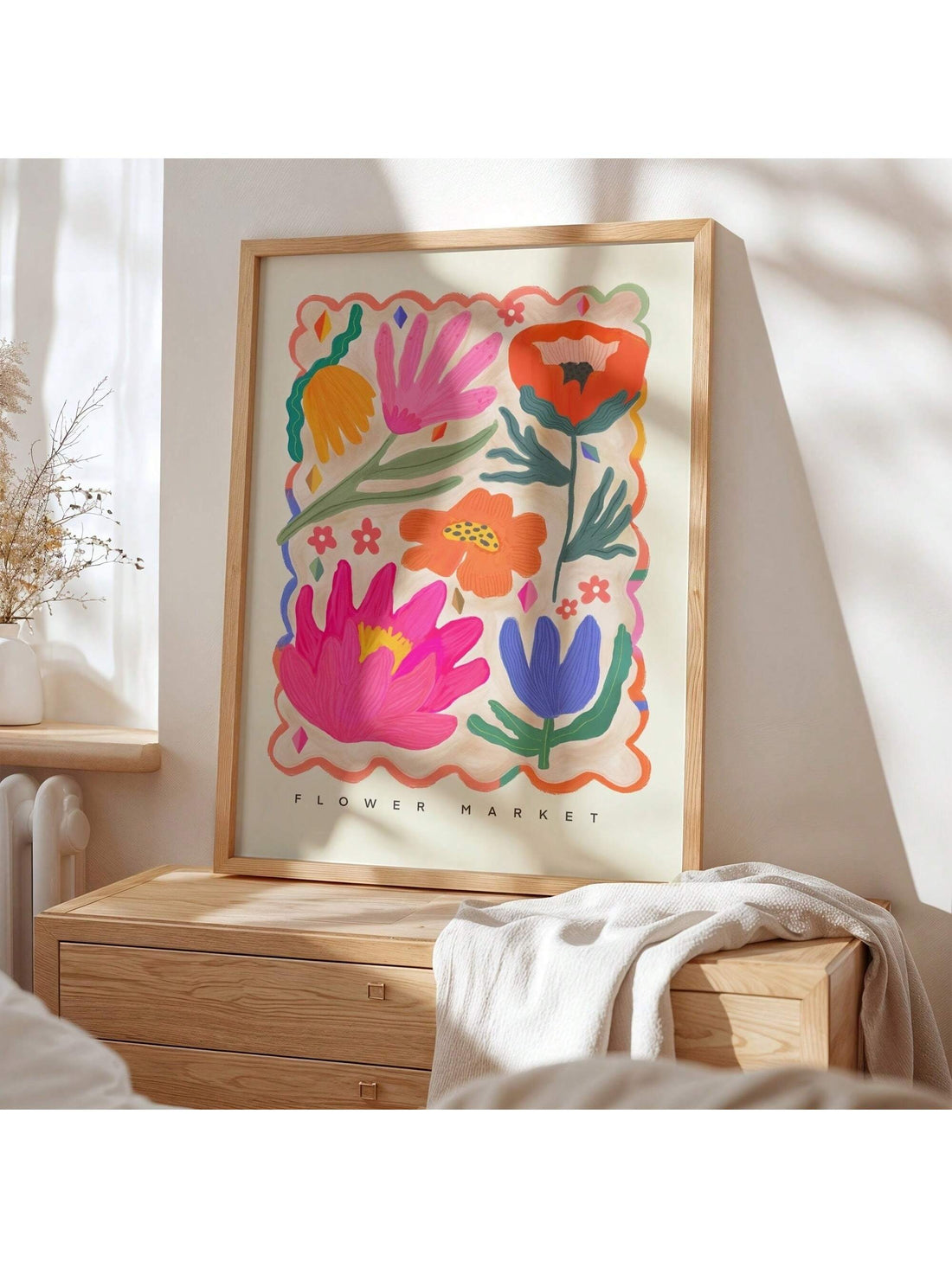 Elevate your home décor with our elegant Floral Market Canvas Wall Art. Featuring a modern and stylish poster, this piece is perfect for adding a touch of beauty to any room. Made with high-quality materials, this canvas art will make a stunning addition to your home.