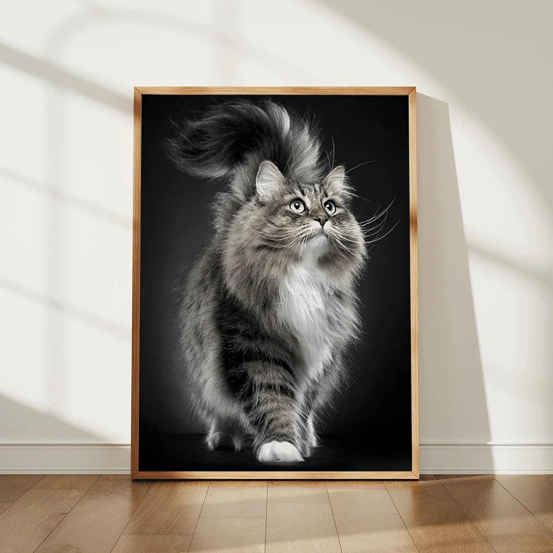 Bring feline charm into your space with this stunning fluffy cat canvas wall art. Featuring a modern graphic design with animal pattern details, this piece combines style with practicality. Available as an unframed painting or framed picture for flexible display options. The waterproof canvas ensures durability, while the removable design makes it easy to update your décor whenever you like. Perfect for cat enthusiasts and anyone seeking contemporary wall art that adds personality to bedrooms, living rooms,