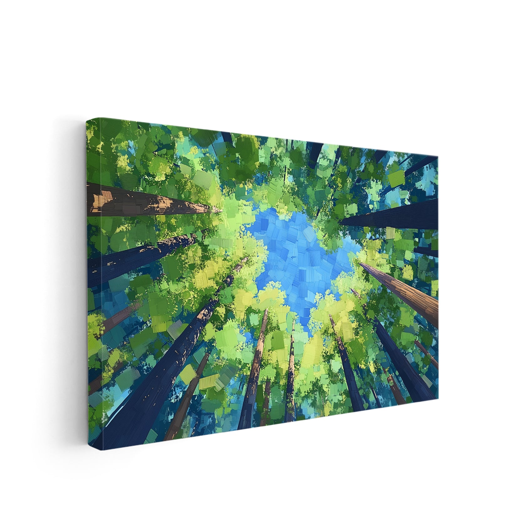 Enhance your living space with our Forest Canopy Painting Wall Art Canvas. Featuring a beautiful nature tree view, this painting adds a touch of tranquility to any room. Perfect for living rooms, sofa backdrops, and bedside decoration, this canvas brings the serenity of the forest into your home.