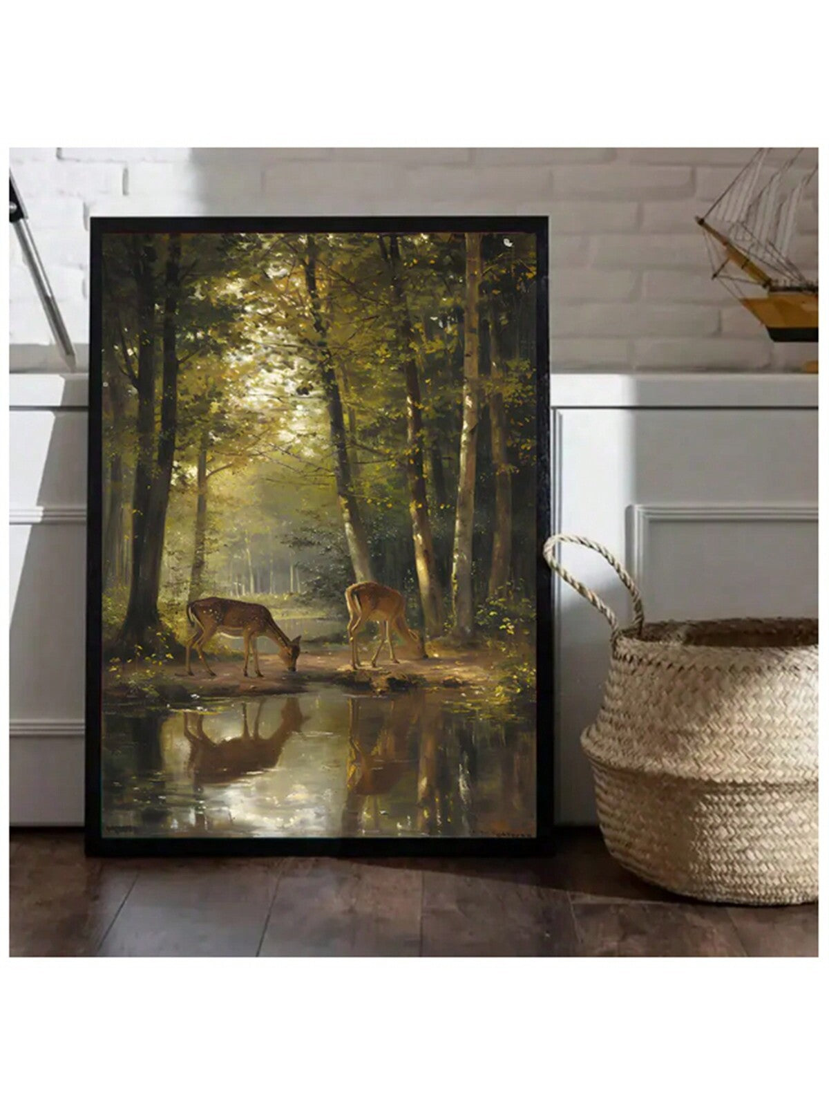 Elevate your space with the Forest Creek Deer Autumn Wall Art Poster, a refined canvas piece that blends modern aesthetics with natural beauty. Featuring a serene deer set against an autumnal forest backdrop, this artwork adds a sophisticated touch to both home and office environments. Its muted tones and clean design create a calming atmosphere, making it an ideal choice for enhancing any contemporary interior.