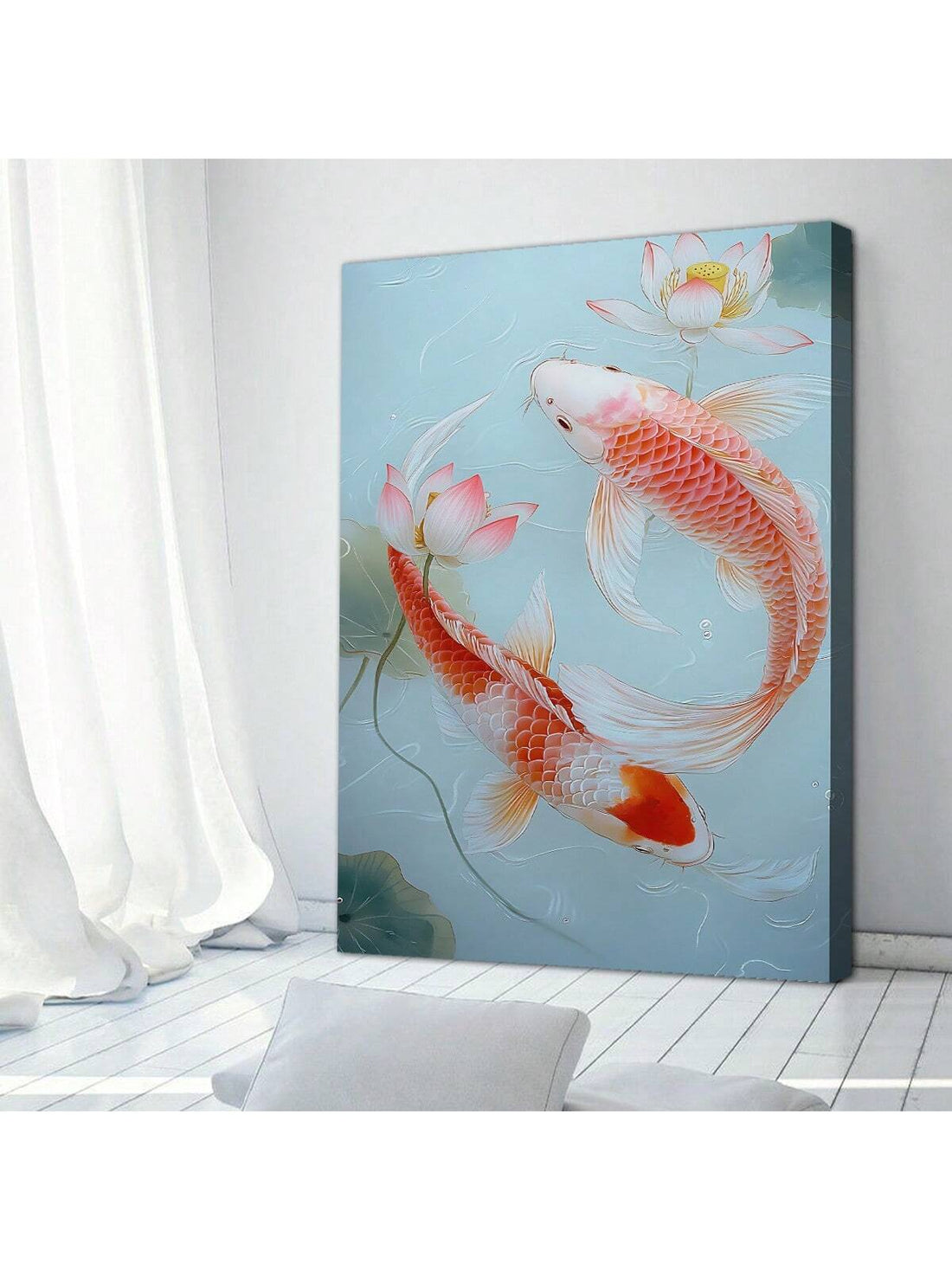 Add a touch of fortune and beauty to your living room or bedroom with our Framed Red Koi Fish Canvas Wall Art. This Good Luck Poster not only brings a vibrant pop of color, but also symbolizes good luck and prosperity. Expertly crafted with high-quality materials, this wall art is sure to elevate any space.