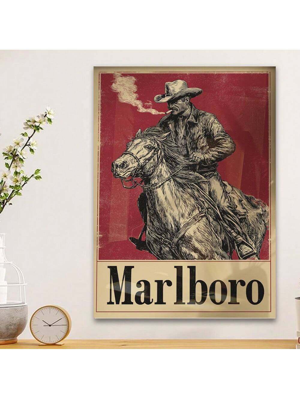 Bring authentic Western heritage into your home with this striking vintage rodeo wall art. Featuring a dynamic galloping horse rendered in classic cowboy style, this retro print captures the spirit of the American frontier with timeless appeal. 
