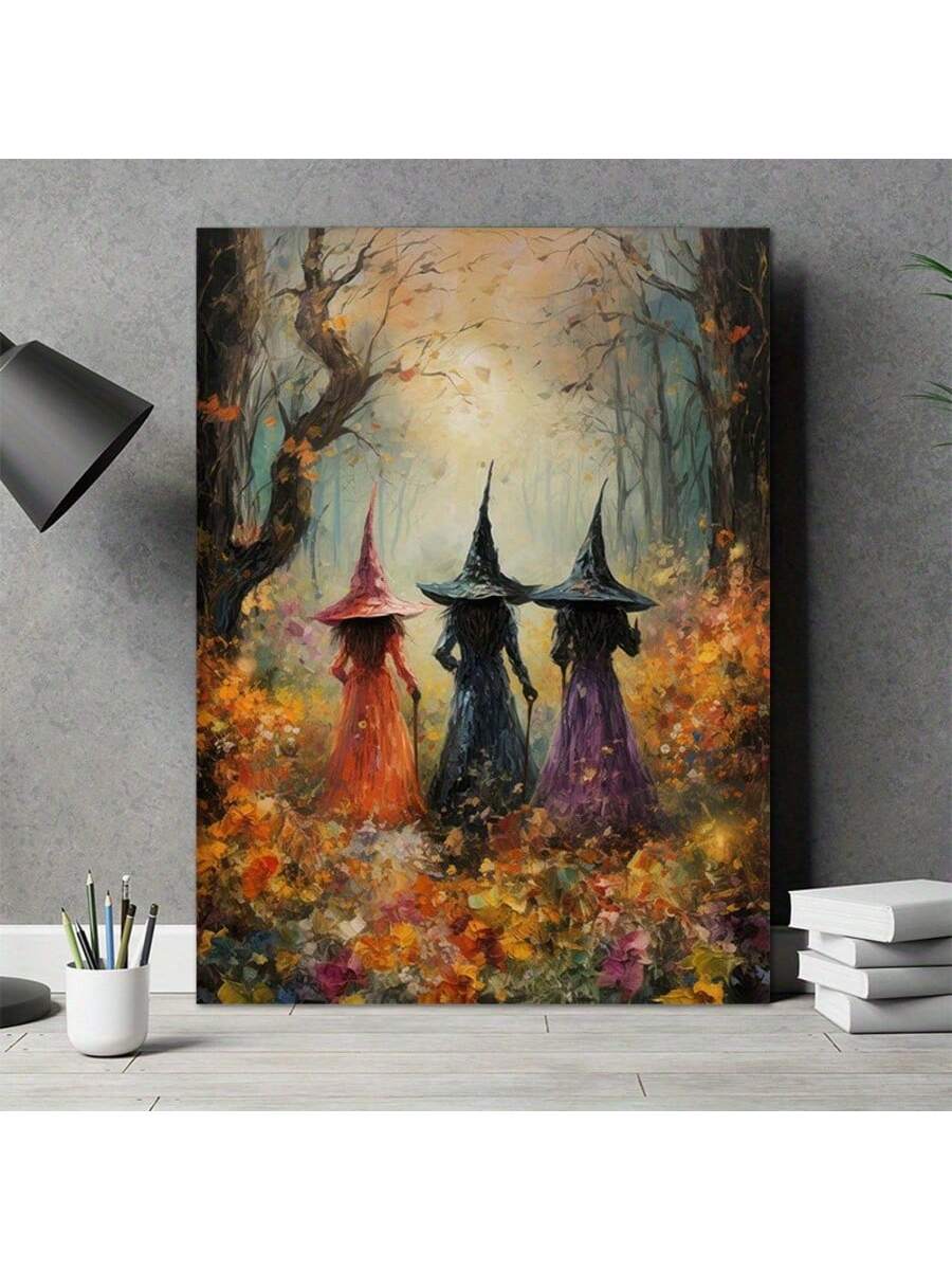 Celebrate the eerie charm of Halloween with this Framed Witch Landscape Canvas Painting. Expertly crafted, it captures a haunting scene featuring a witch against a moody backdrop, perfect for adding atmospheric depth to your home decor. The high-quality canvas and sturdy frame ensure durability, making it an enduring piece that enhances your seasonal ambiance year after year. Ideal for those who appreciate sophisticated spooky art, this painting offers a refined balance of mystery and artistry.