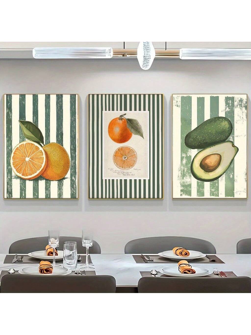 Elevate your living space with this frameless 3-piece canvas art set featuring retro-inspired orange and green minimalist prints. Designed for modern interiors, these artworks bring a sophisticated yet vibrant touch to any room. The clean, frameless design allows seamless integration with various decor styles, enhancing your home's aesthetic without overwhelming it. Perfect for those seeking a stylish, contemporary statement in their home decor.