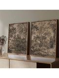 Transform your living spaces with this sophisticated 2-piece black and white forest landscape collection. Each frameless canvas captures serene woodland scenes in timeless monochrome, bringing understated elegance to dining rooms and bedrooms alike. The antique-inspired aesthetic complements both traditional and contemporary interiors, while the frameless design offers versatile styling options. These gallery-quality prints deliver artistic depth without overwhelming your décor, making them an ideal choice 