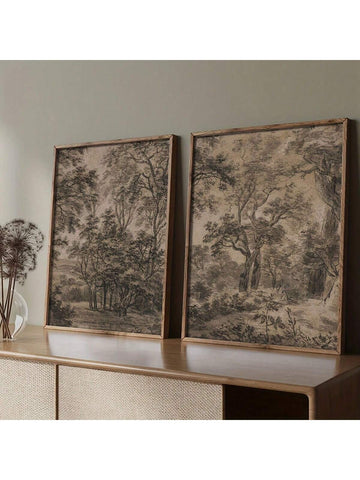 Transform your living spaces with this sophisticated 2-piece black and white forest landscape collection. Each frameless canvas captures serene woodland scenes in timeless monochrome, bringing understated elegance to dining rooms and bedrooms alike. The antique-inspired aesthetic complements both traditional and contemporary interiors, while the frameless design offers versatile styling options. These gallery-quality prints deliver artistic depth without overwhelming your décor, making them an ideal choice 