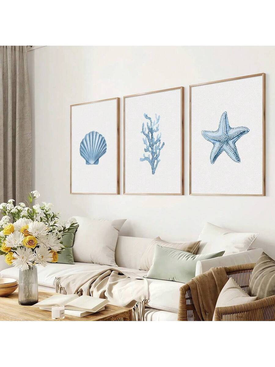 Transform your space with this stunning Frameless Blue Coastal Wall Art Set, featuring a curated collection of summer nautical posters perfect for modern home décor. Each canvas piece captures the serene beauty of coastal landscapes with rich blue tones and botanical elements, bringing a refreshing seaside atmosphere indoors. Versatile enough for living rooms, bedrooms, home offices, or dining areas, this multicolor canvas set adds visual interest while maintaining a cohesive aesthetic. Create an inspiring 