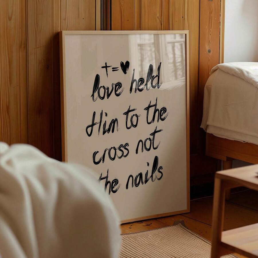 Inspire your space with this meaningful Christian typography wall art. Featuring the powerful message "Held Him To The Cross, Not The Nails," this frameless canvas print combines modern design with spiritual depth. Perfect for home offices, bedrooms, or living areas, it serves as a daily reminder of faith and love. Crafted on durable canvas with waterproof properties, this unframed piece is easy to display and complements any décor style. The clean, contemporary lettering makes a bold statement without over