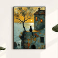 Bring warmth and charm to your space with this delightful frameless oil painting poster featuring a cute black cat silhouetted against a stunning sunrise. Perfect for modern home décor, this canvas artwork combines artistic appeal with practical benefits. Crafted on high-quality canvas, this unframed hanging painting is waterproof and removable, making it ideal for renters and those who love to refresh their décor.