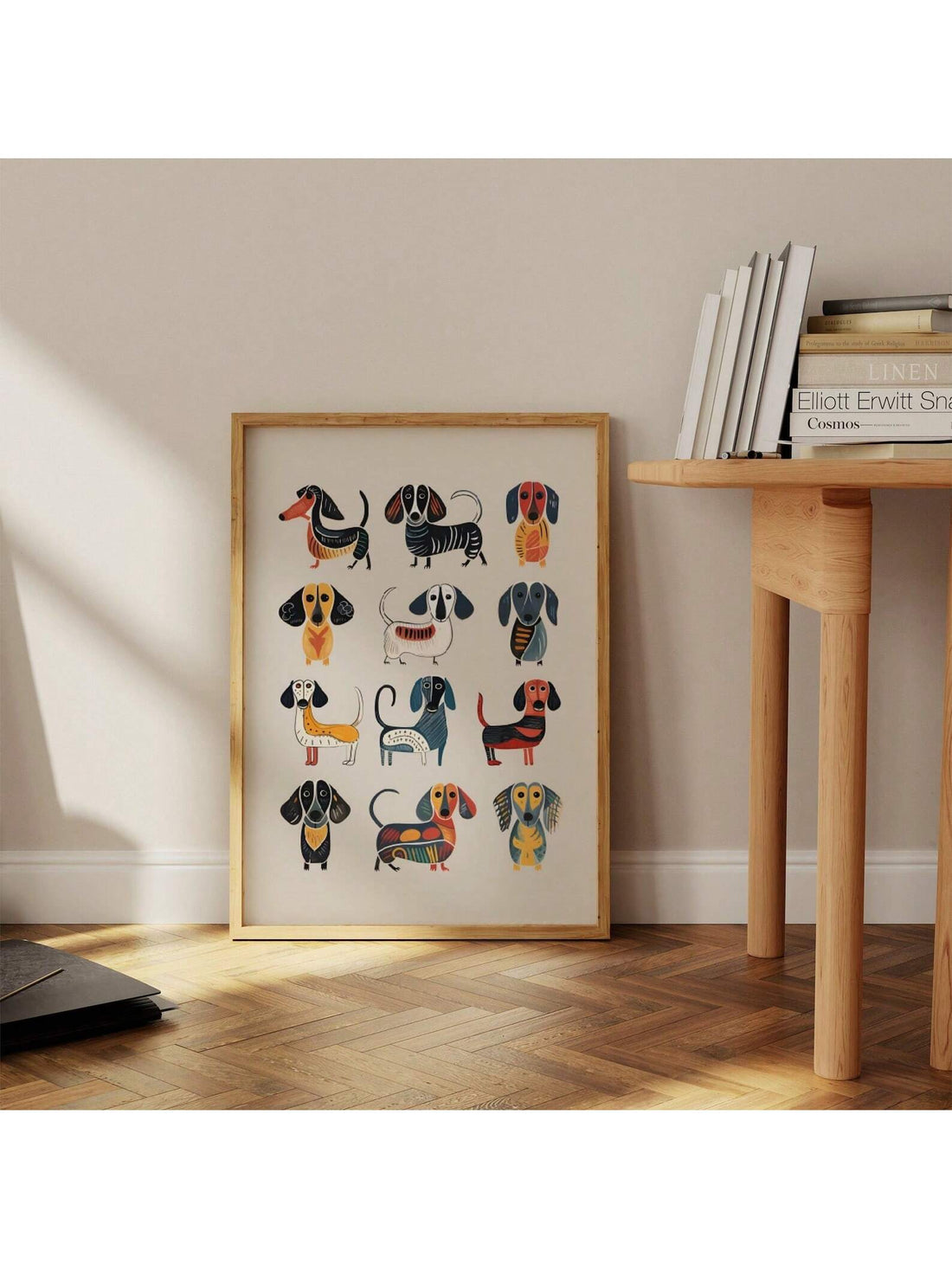 Celebrate your love for dachshunds with this vibrant frameless wall art print. Crafted on high-quality canvas, it brings a modern, artistic touch to any room. The vivid colors enhance your space instantly, making it perfect for dog lovers seeking stylish décor that reflects their passion. Easy to hang and maintain, this piece combines aesthetic appeal with lasting durability. Ideal for enriching living rooms, bedrooms, or offices with a unique canine-inspired statement.