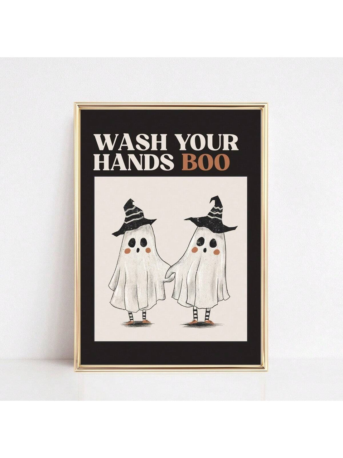 Add a playful yet spooky touch to your bathroom with this frameless Halloween wall art. Featuring a fun handwashing reminder, it combines hygiene with festive decor to enhance your space’s seasonal vibe. Its frameless design offers a sleek, modern look that fits seamlessly into any bathroom style while promoting cleanliness in a creative way. Perfect for Halloween enthusiasts seeking subtle, effective decoration.