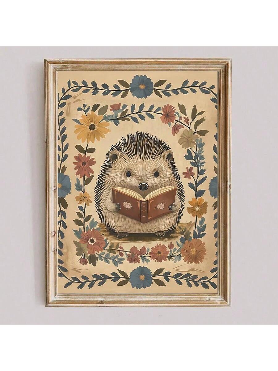 Celebrate the charm of vintage cottagecore with this frameless Hedgehog Reading Art Print. Designed in soothing earthy tones, it brings a warm, whimsical touch to nurseries and book lover spaces alike. Its delicate illustration invites a sense of calm and imagination, making it an ideal piece to inspire quiet moments and storytelling. Perfect for adding subtle character without overwhelming your decor.