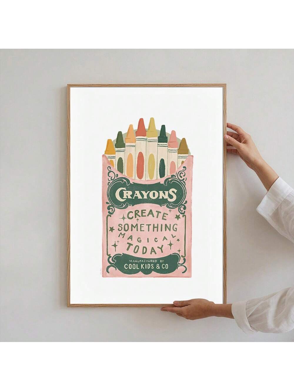 Add a touch of creativity and motivation to your child's space with this frameless inspirational crayon wall art poster. Designed for playrooms and nurseries, its whimsical style sparks imagination while promoting positive messages. The frameless design offers a modern, clean look that easily complements any décor, making it a perfect choice for nurturing a joyful and inspiring environment for kids.