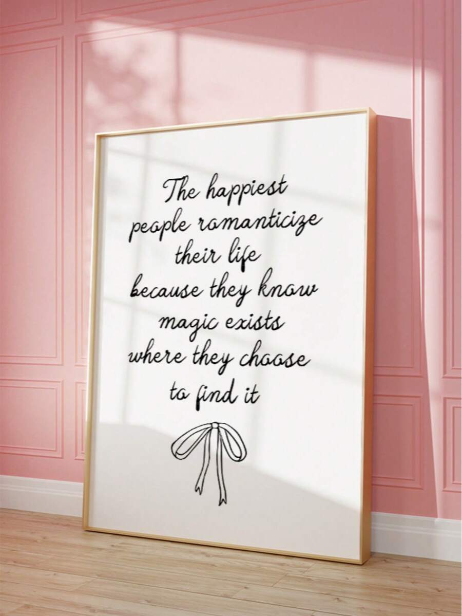 Transform your space with this frameless canvas poster featuring the uplifting message "Magic Exists." Perfect for adding a touch of whimsy and motivation to your dining room or any area needing inspiration. This minimalist design combines elegant typography with a subtle bow-themed graphic, creating a sophisticated yet playful aesthetic. The simple, clean style complements modern and eclectic interiors alike.&nbsp;