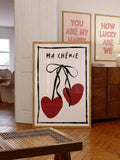 Add a touch of vintage charm to any teen girl's room with this delightful Ma Cherie Cherry Poster. Featuring soft pink tones and adorable kawaii-inspired cherry designs, this frameless wall art brings a playful, nostalgic aesthetic perfect for bedrooms, dorm spaces, or creative corners. The lightweight canvas material makes it easy to hang and reposition, while the timeless cherry motif complements both modern and retro décor styles. An ideal gift for anyone who loves cute, whimsical wall décor that celebra