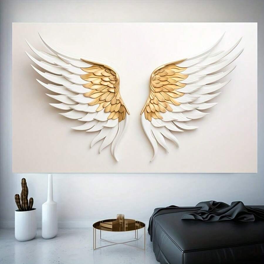 Transform your space with this stunning frameless canvas art featuring ethereal clouds and majestic dragon angel wings. The modern graphic design brings contemporary elegance to any room, with soft white tones that complement living rooms and bedrooms beautifully. Crafted from high-quality canvas with waterproof protection, this unframed piece offers versatile styling—hang it solo for impact or create a gallery wall. The minimalist frame-free design keeps focus on the artwork itself, making it an ideal choi
