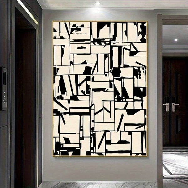 Modern textured abstract geometric canvas wall art for stylish home decor