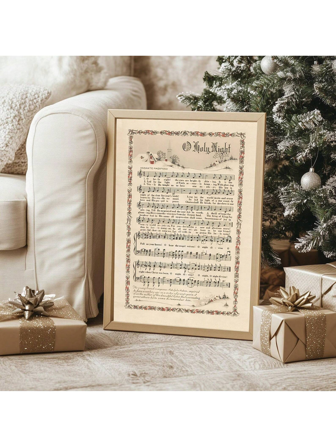 Bring timeless holiday charm to your home with this elegant Silent Night Christmas poster. Featuring vintage-inspired carol artwork, this frameless design captures the serene beauty of classic Christmas traditions. Perfect for living rooms, bedrooms, or entryways, it adds nostalgic warmth to your festive décor without requiring a frame. The high-quality print showcases rich colors and fine details that celebrate the peaceful spirit of the season. An ideal choice for those seeking authentic, understated holi