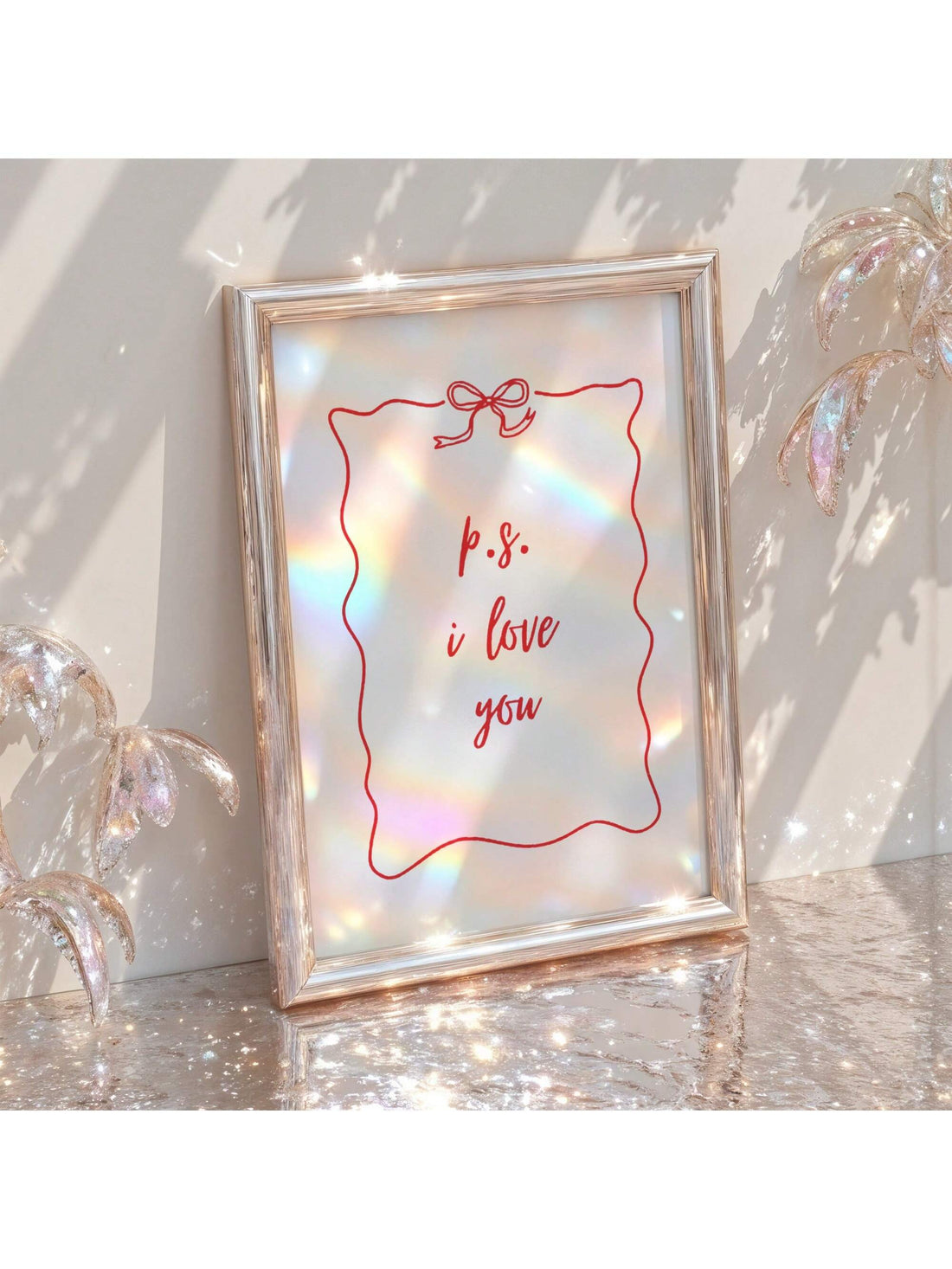 Express your affection with this charming Valentine's Day wall art, featuring an elegant "I Love You" design perfect for creating a romantic atmosphere.