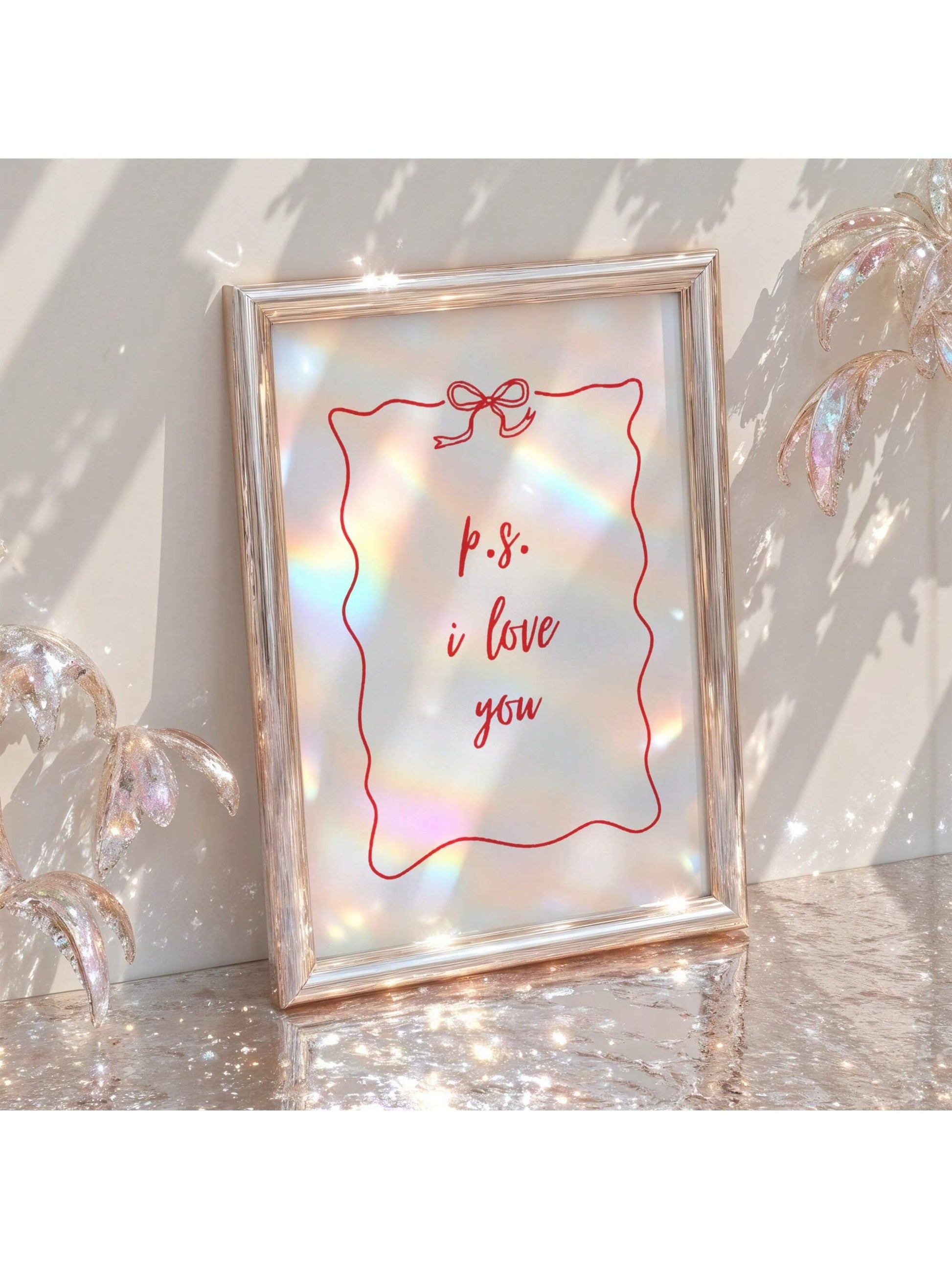 Express your affection with this charming Valentine's Day wall art, featuring an elegant "I Love You" design perfect for creating a romantic atmosphere.