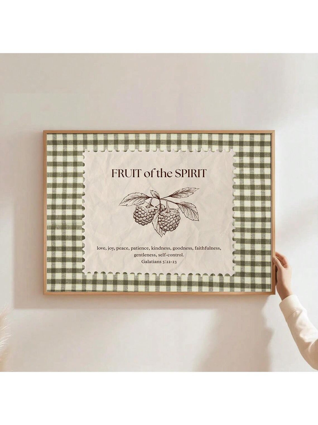 Elevate your space with this sophisticated canvas print featuring the Fruit of the Spirit—a timeless biblical passage rendered in minimalist design. The frameless format seamlessly integrates into contemporary interiors, offering a refined aesthetic that complements modern décor without overwhelming the eye. 