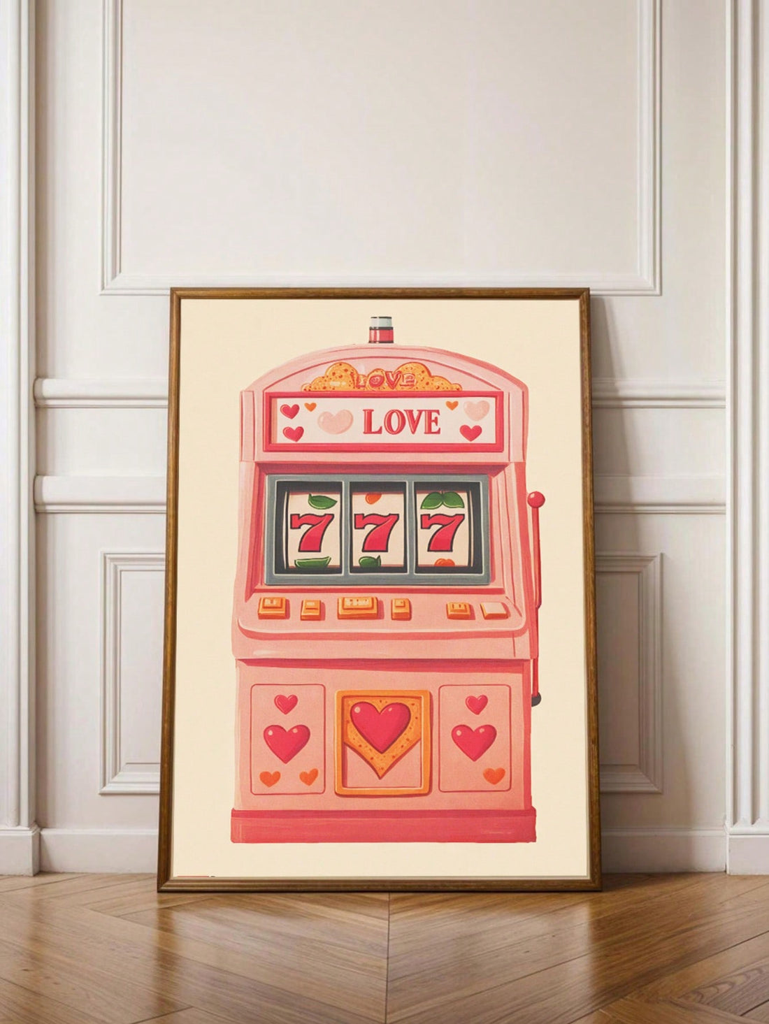 Transform your game room into a vintage casino hotspot with this striking Lucky 777 slot machine wall art. Featuring authentic retro design elements and bold graphics, this frameless poster captures the excitement and nostalgia of classic gambling aesthetics. The timeless imagery works perfectly as a standalone statement piece or as part of a curated collection