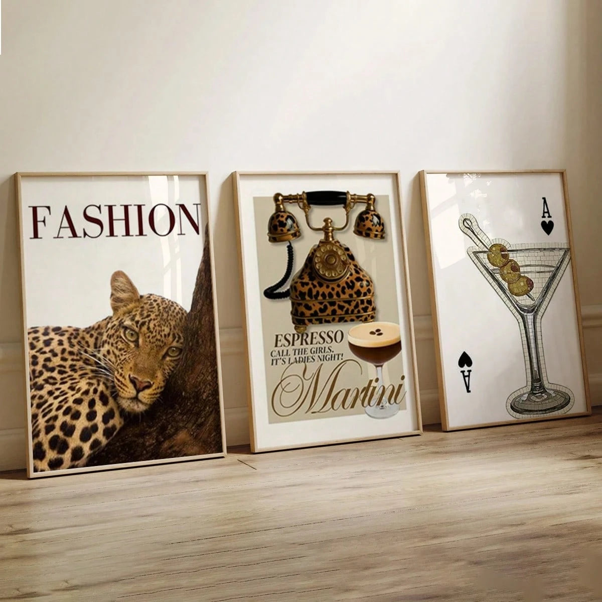 Frameless Vintage Leopard Print Wall Sticker Set – 3 Posters, Y2K Fashion Posters, Leopard Print, Beautiful Dorm And Apartment Decor, Leopard Print Wall Stickers - Canvas Wall Decor, Popular Farmhouse Style Canvas Posters