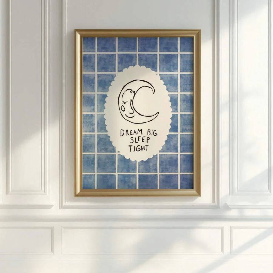 Transform your space with this frameless vintage moon canvas art print. Featuring a modern geometric design with subtle lettering, this unframed painting brings understated elegance to any room. Crafted on durable, waterproof canvas, it's perfect for bedrooms, living rooms, dining areas, and bathrooms.
