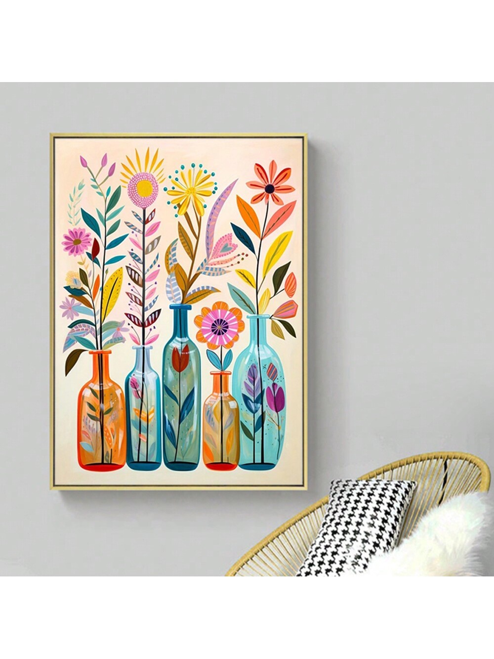 Bring a vibrant touch to children's spaces with this frameless watercolor canvas wall art. Featuring colorful floral designs, it adds a cheerful and artistic atmosphere ideal for kids' rooms, girls' bedrooms, and playrooms. The frameless style offers a modern, clean look that complements various decor styles while inspiring creativity and joy. Durable and easy to hang, this canvas art is a perfect choice for enhancing youthful environments with a splash of color and charm.