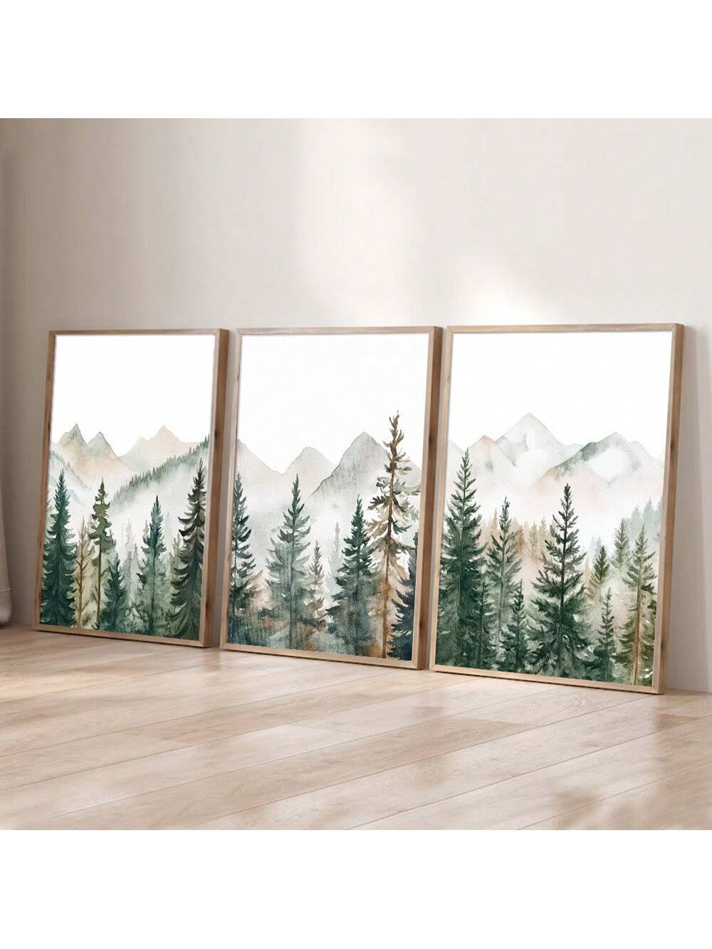 Elevate your living space with this Frameless Watercolor Forest Landscape Art Set, designed to complement minimalist and Nordic interiors. Featuring serene forest scenes rendered in soft watercolor tones, these prints bring a calming natural element to modern homes. The frameless design enhances the artwork’s subtle elegance, allowing seamless integration with various decor styles while maintaining a clean, sophisticated look. Ideal for creating a tranquil atmosphere, this set offers a refined way to showca