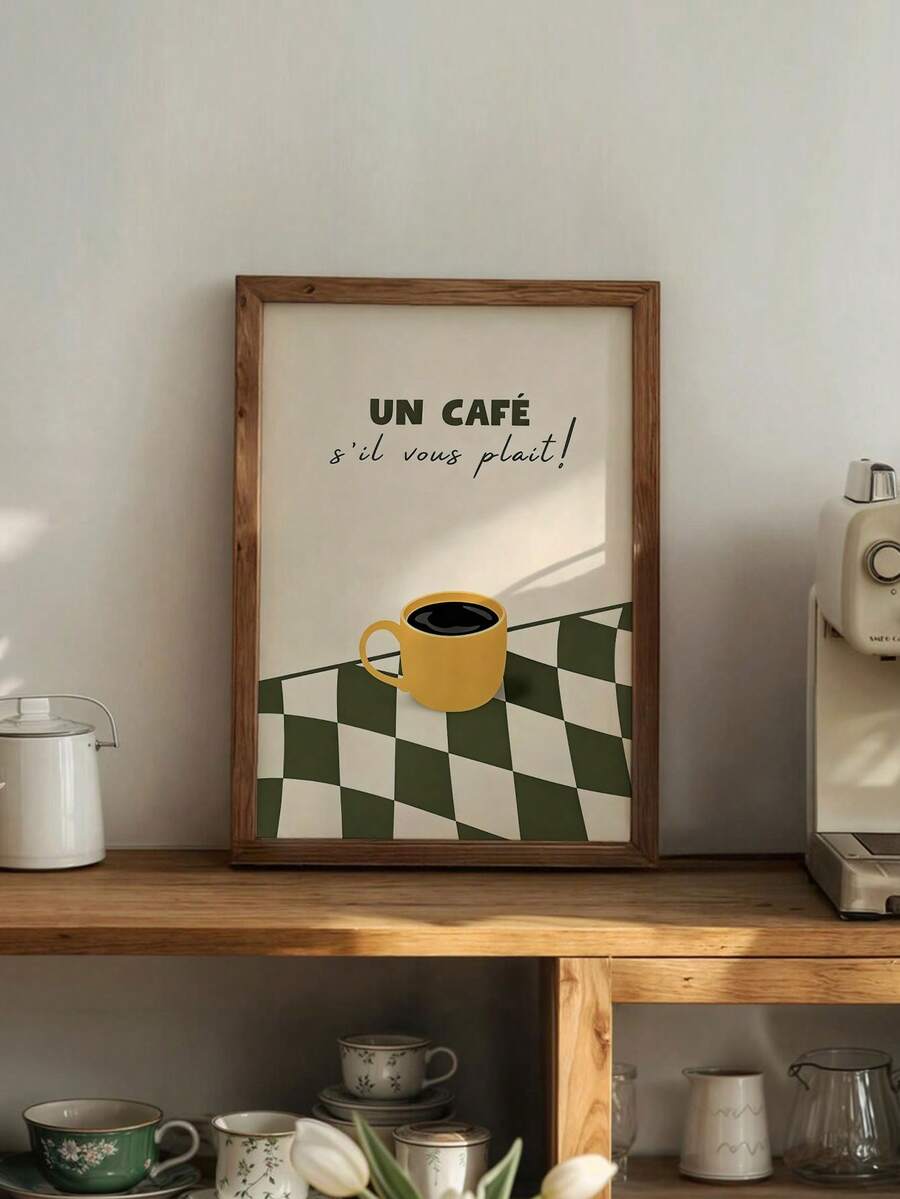 French cafe UN CAFE framed kitchen wall art