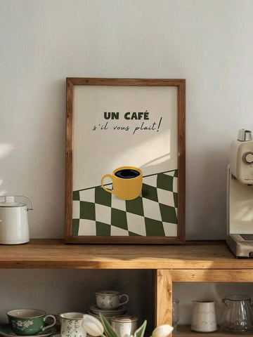 French cafe UN CAFE framed kitchen wall art