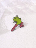 Celebrate your love for fashion and cute critters with Froggy Fashion's Cartoon High Heel Brooch. This delicate and charming accessory showcases a playful frog sitting atop a fashionable high heel shoe. Perfect as a gift for any fashionista or animal lover, this brooch will add a touch of whimsy to any outfit.