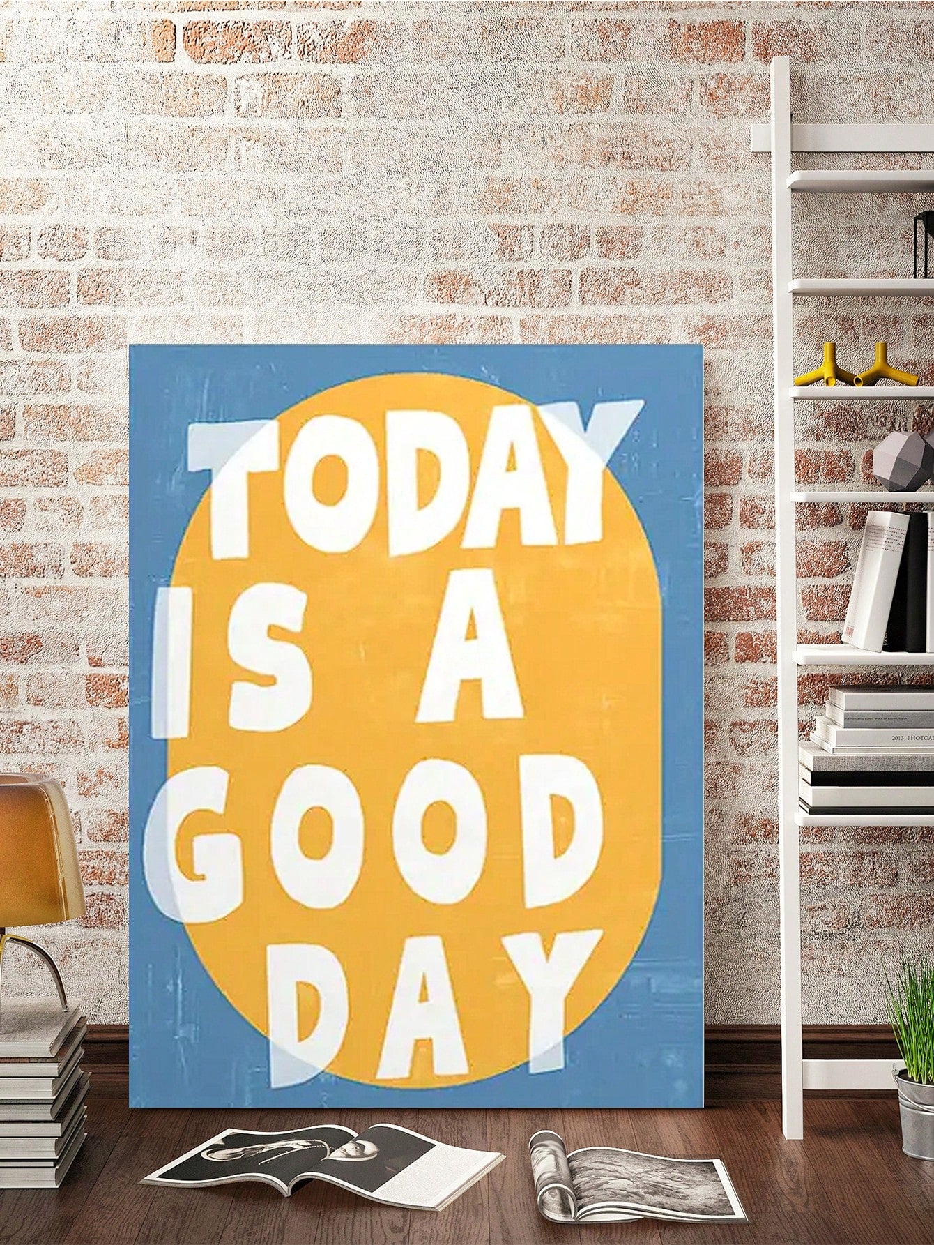 Add a vibrant touch to your living space with this Funky Yellow &amp; Blue "Today Is A Good Day" canvas wall art. Its bold colors and uplifting message create an inspiring atmosphere, perfect for brightening bedrooms or living rooms. Crafted on high-quality canvas, this piece offers durability and vivid detail, making it a lasting focal point that motivates positivity every day.