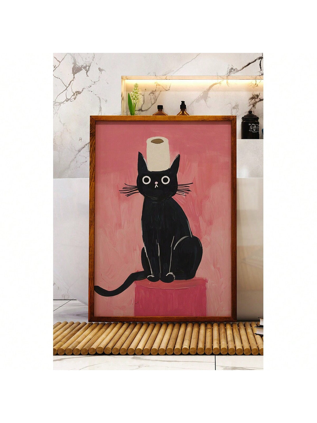 Bring feline charm to any room with this striking black cat framed canvas poster. Featuring a humorous design that captures the quirky personality of our whiskered companions, this piece combines artistic appeal with lighthearted entertainment. 