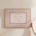 Add playful personality to your kitchen or dining space with this funny kitchen wall art featuring the cheerful message “Chef Was Cute, Would Eat Here Again.” The blush pink and cream striped design, scalloped border, five-star detail, and warm wooden frame create a charming retro café feel that is easy to enjoy every day.