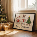 Funny Christmas Silly Goose in Santa Hat Quirky Retro Canvas Poster 