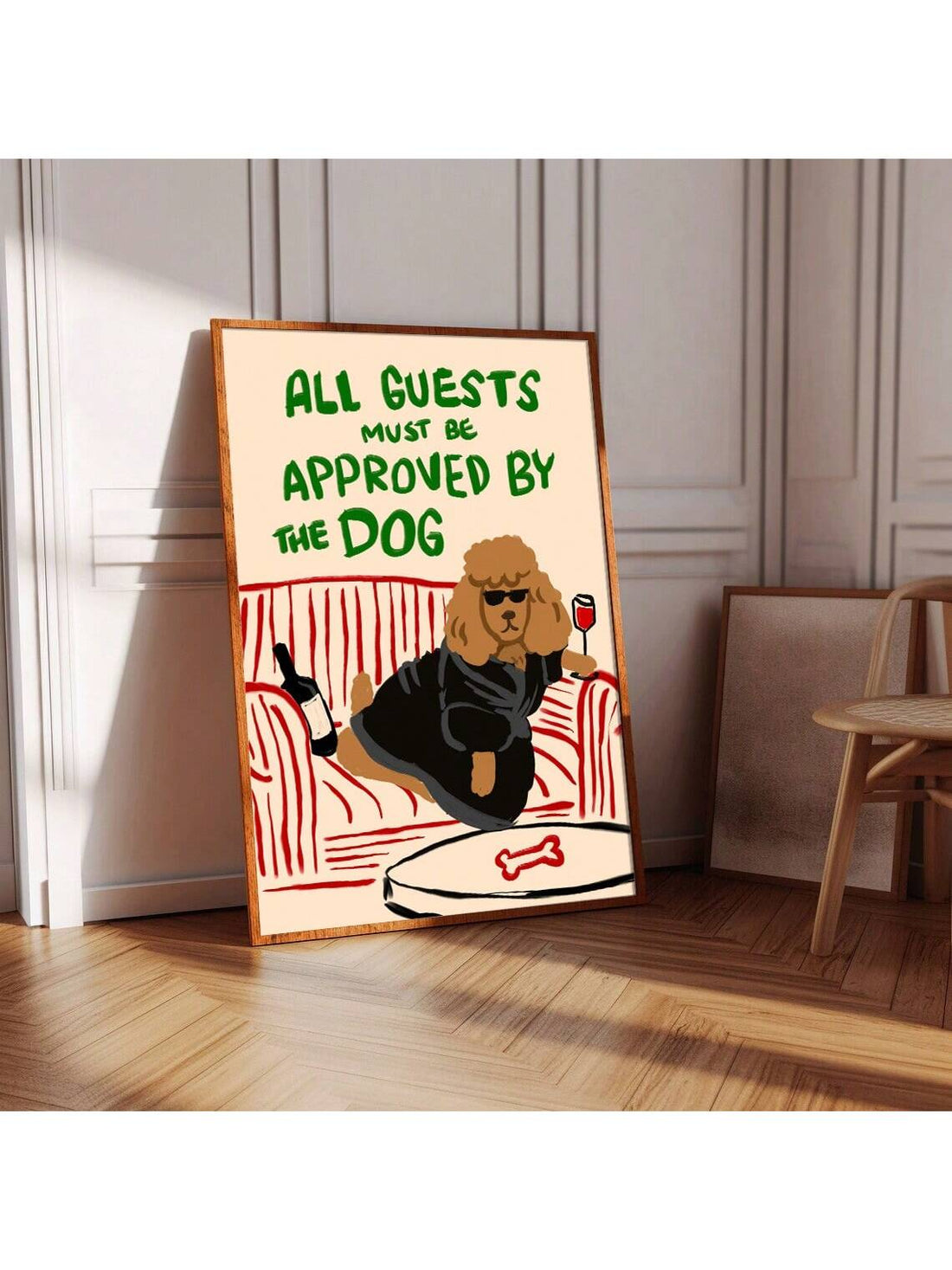 Celebrate your love for dogs with this Funny Dog Approval Wall Art. Featuring a minimalist design, this canvas print adds a touch of humor and charm to any space. Perfect for dog lovers seeking stylish, lighthearted decor that sparks joy and conversation. Durable and easy to hang, it’s an expert choice for enhancing your home or office with personality.